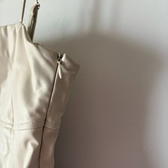 Zara Soft Faux Leather Midi Maxi Dress Ecru White Size Small - Picture 7 of 9